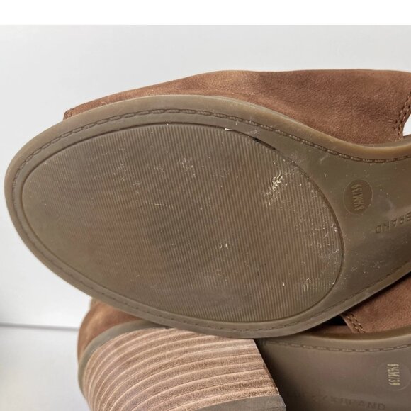 Lucky Brand Barimo Brown Suede Peep Toe Booties 8 - Picture 11 of 15